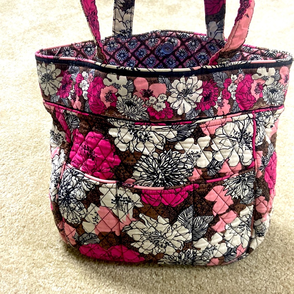 Vera Bradley Mocha Y2K Rouge XL shoulder bag tote purse brown pink flowers